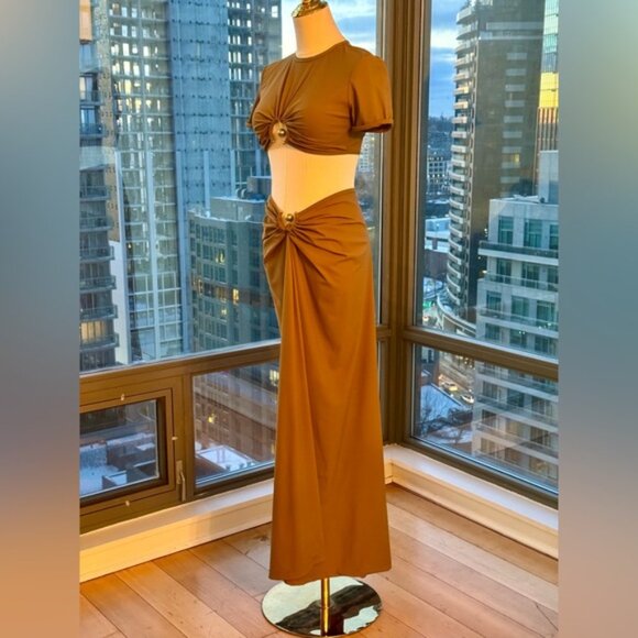 🆕 CHRISTOPHER ESBER 🧿 NWOT Orbit Embellished Crop Top & Maxi Skirt Set, Sz US4 - Picture 5 of 16